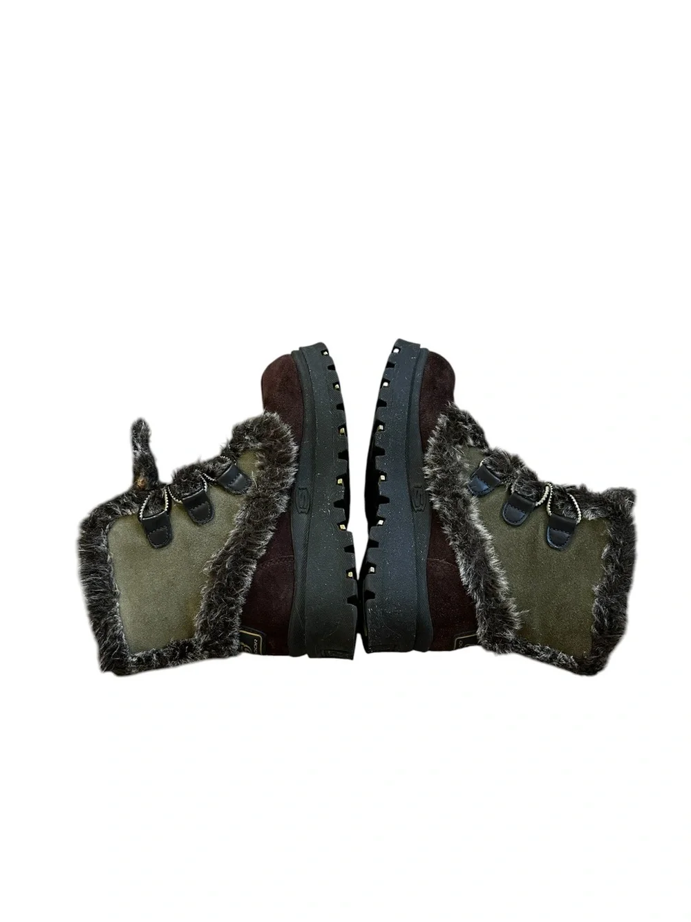 Vintage Skechers Tough Boots Fur Trim Suede Grunge Y2K Chunky Winter Gorpcore